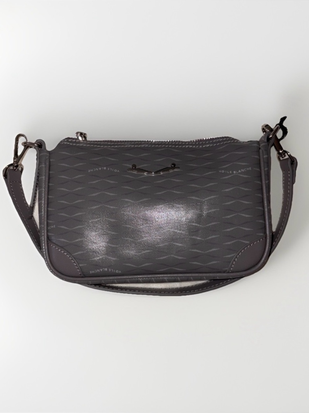 NWT VOILE BLANCHE Cocktail Monogram Small Purse in Cool Grey - Picture 2 of 13